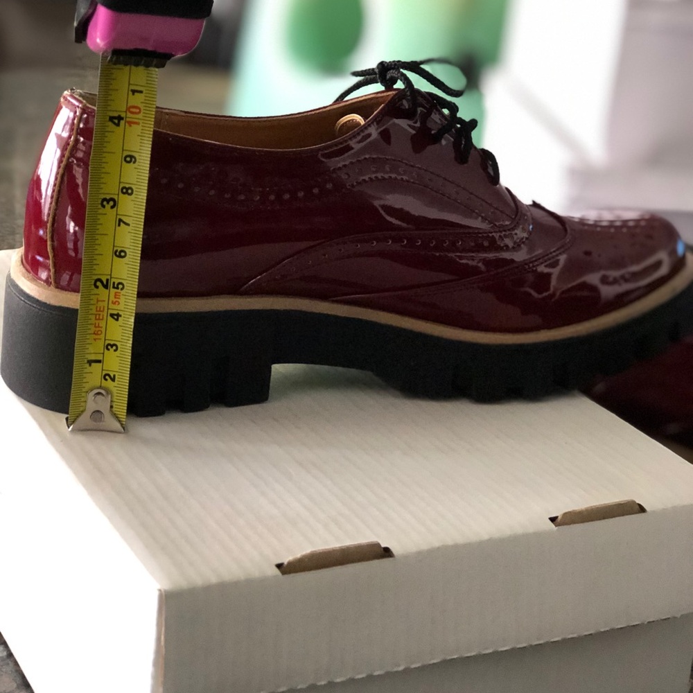 Burgundy color chunky oxfords - Picture 7 of 7
